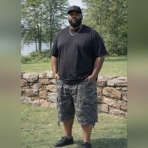 Plugg Men's Camo Cargo Pants — Dark Gray Camouflage Size 44